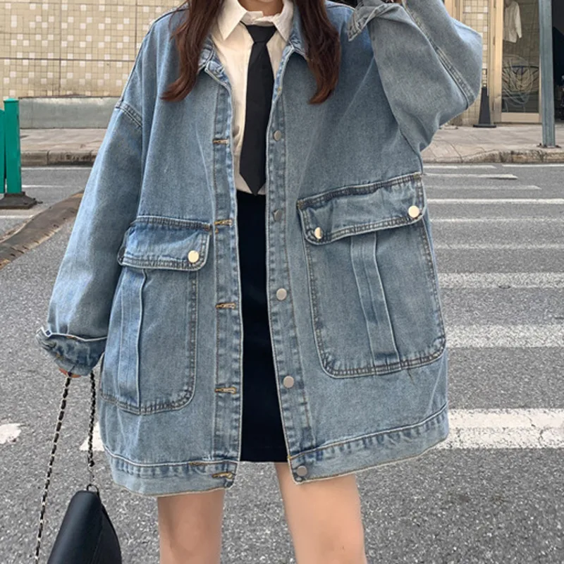 Denim Jacket Women's Korean Loose Spring Autumn Winter 2021 New Versatile Lazy Port Chic Top