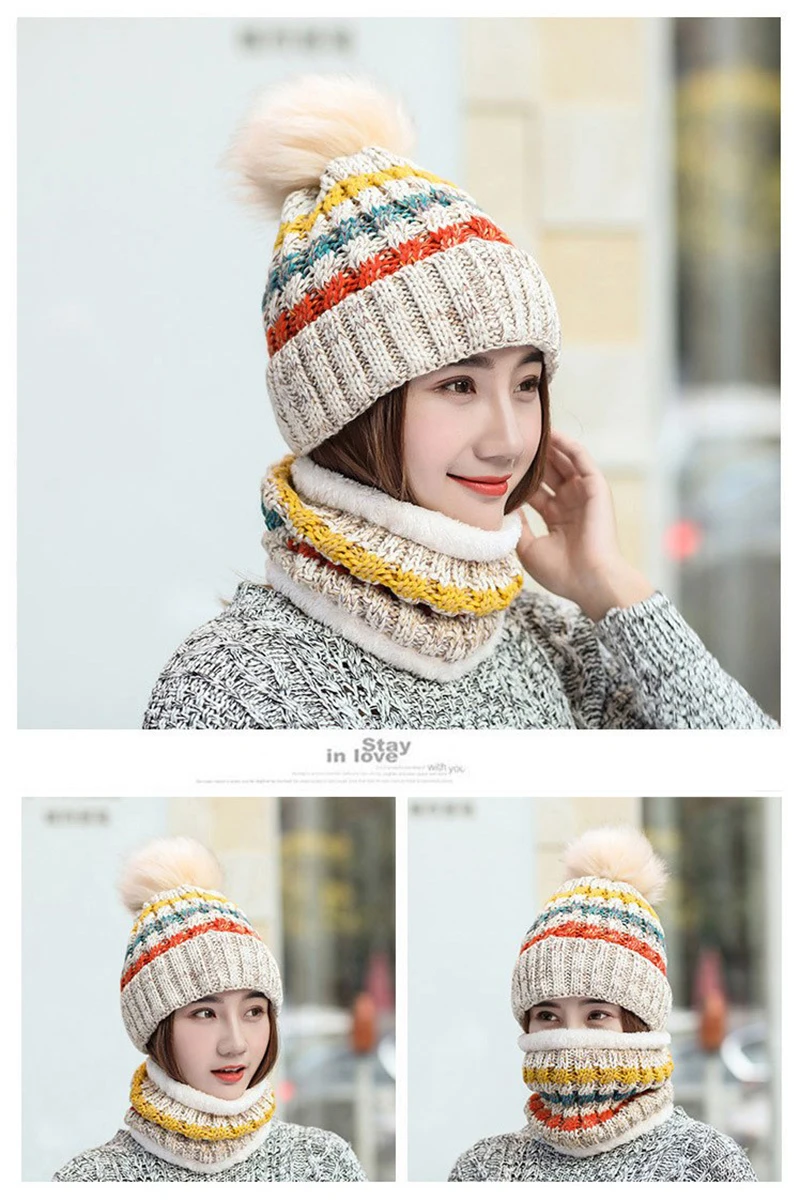 Зимняя женская вязаная шапка Женская осенне-зимняя шерстяная модная зимняя