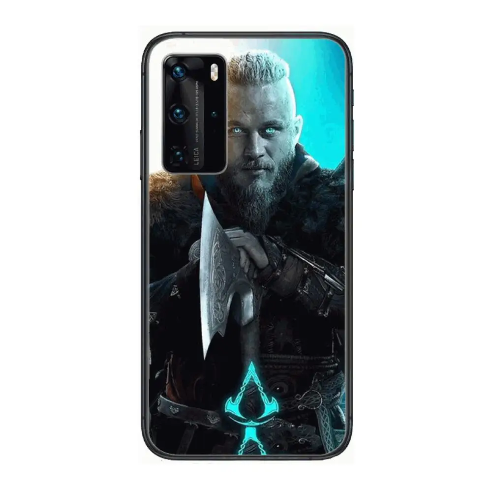 

Fierce Viking Totem Phone Case For Huawei P 40 30 20 10 9 8 Lite E Pro Plus Black Etui Coque Painting Hoesjes comic fashion
