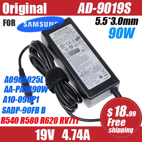 Оригинальный AD 9019S 90W 19V 4.74A AC адаптер для ноутбука samsung RV711 R428 R410 R65 R520 R522 R530 R580 R560 R518