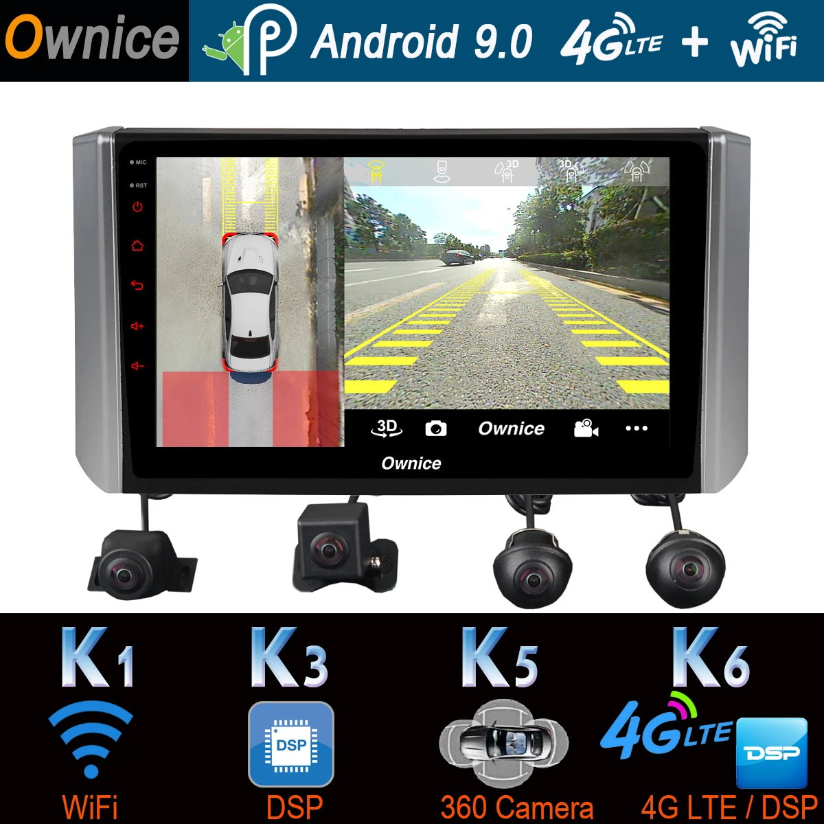 1 din 360 ° панорамная AHD DVR камера Android 9 0 8Core 4 + 64G CarPlay автомобильный мультимедиа для