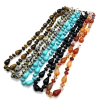 natural stone semi precious stones 10x14mm drop beads 5x9mm abacus beads ladies necklace black agate necklace about 18 inches