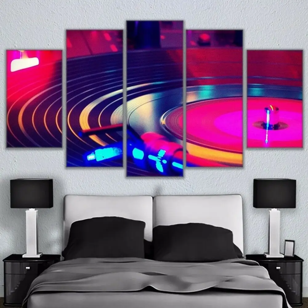 

No Framed DJ Turntable Picture 5 piece Wall Art Canvas Print Posters Paintings Oil Painting Living Room Home Decor Pictures
