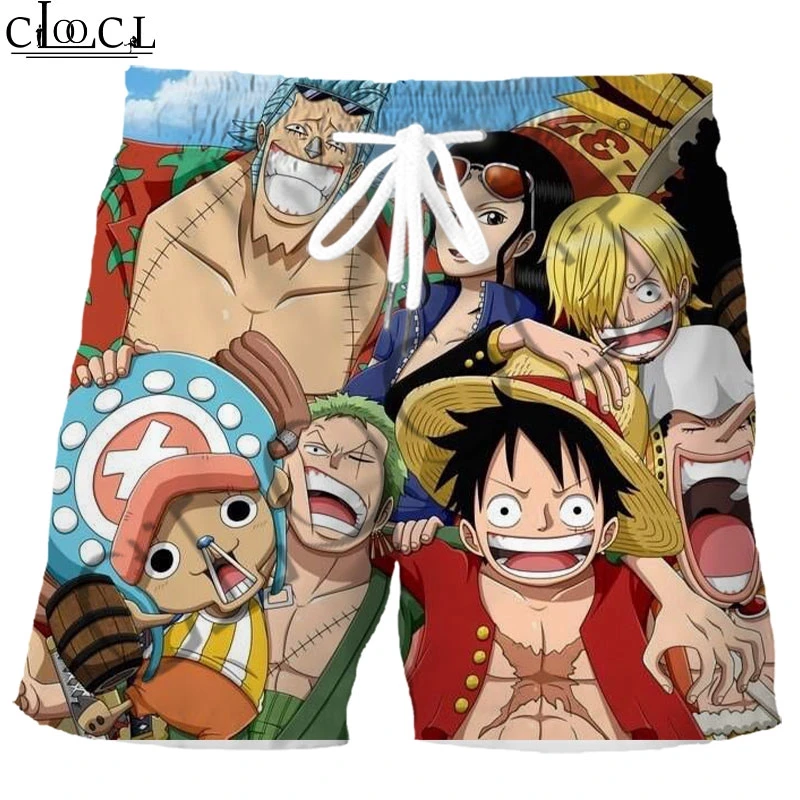 

CLOOCL Luffy Japanese Anime Shorts Plus Size Casual Beach Pants 3D Printing Pattern Mens Sports Drawstring Overalls
