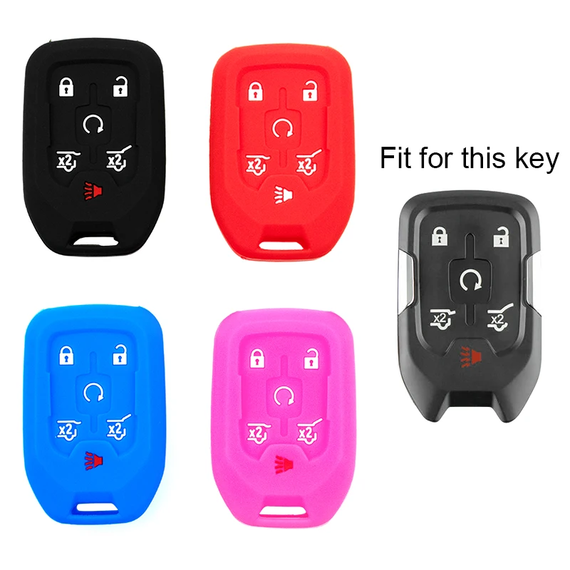 

Silicone Rubber Car Key Case Cover Smart Key Case 6 Buttons Shell Holder Key Protector for Chevrolet Tahoe Suburban GM GMC