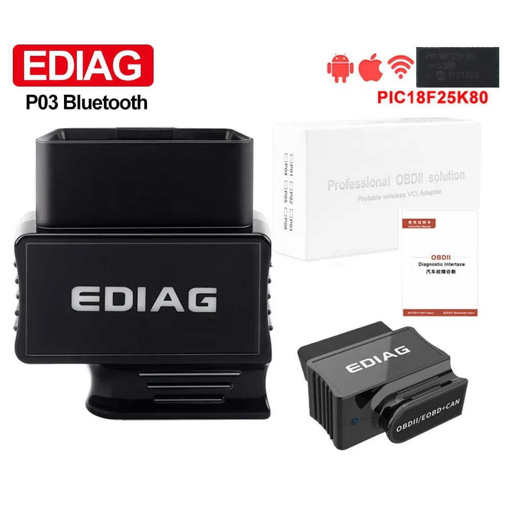Ediag P03 ELM327 V1.5 Wifi/Bluetooth PIC18F25K80 for Android/IOS Elm 327 code reader obd2 Diagnostic tool PK KW902 ICAR2 | Автомобили и