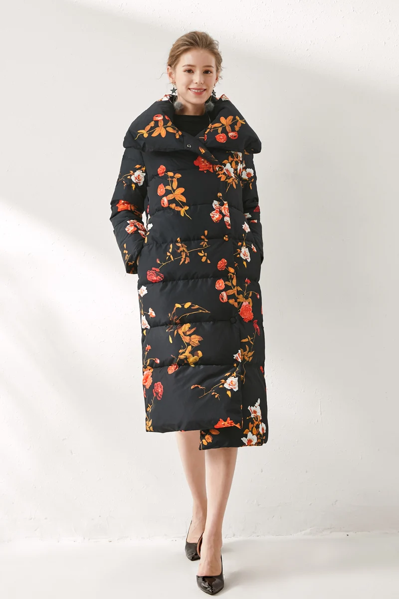 Высокое качество женские зимние Подиумные пальто отложной воротник длинные