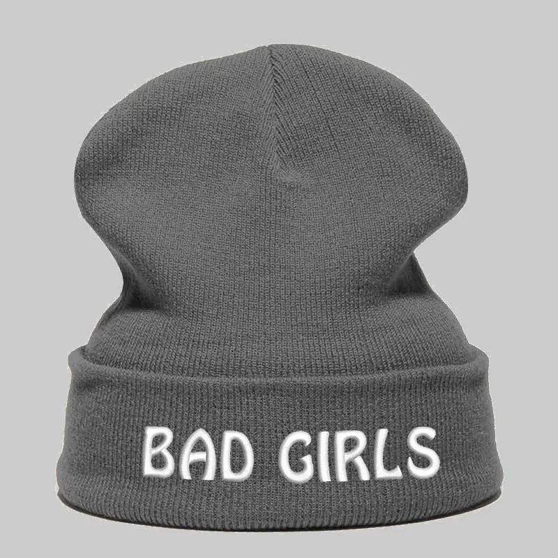 Beanie шляпа Skullie шапка, вязаная шапка-носок Зимняя Вышивка в стиле панк Для мужчин Для женщин подростков уличных танцев забавные персонализированные Csutomized плохие девчонки