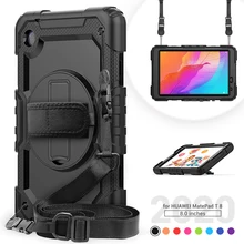 360 Rotation Hand Strap&Kickstand Tablet Case for HuaWei Matepad T8 чехол Silicone Protective Cover