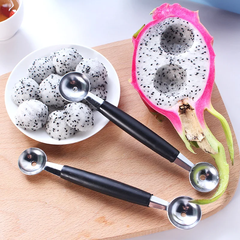 

Creative Stainless Steel Double-headed Fruit Spoon Watermelon Digger Ice Cream Dig Ball Scoop Food Processor Kitchen Gadget