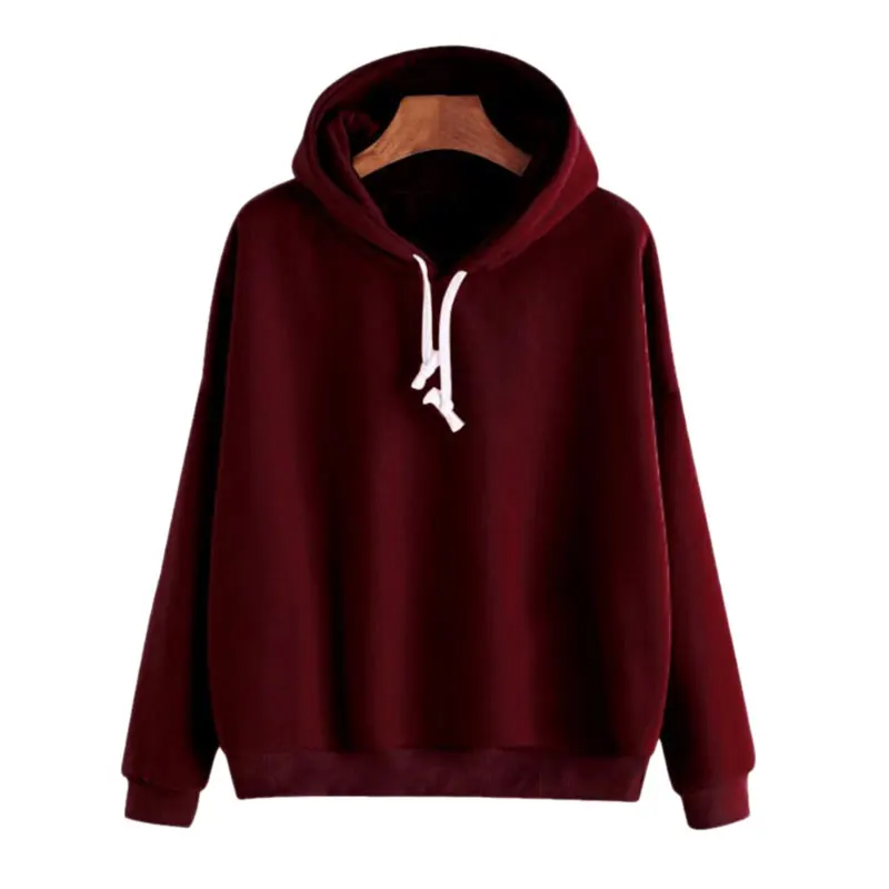 

Solid Color Autumn Women Hoodies Drawstring Long Sleeve Hooded Simple Pullovers Basic Loose Casual Girls Sweashirts#W