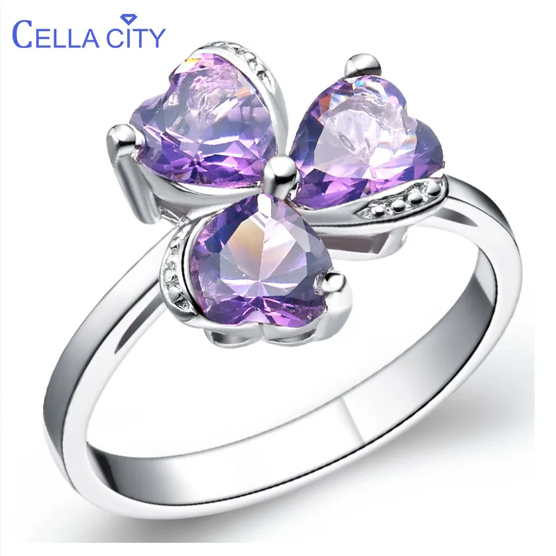 Женское кольцо из серебра 925 пробы с аметистом рубином и аквамарином|Кольца| |