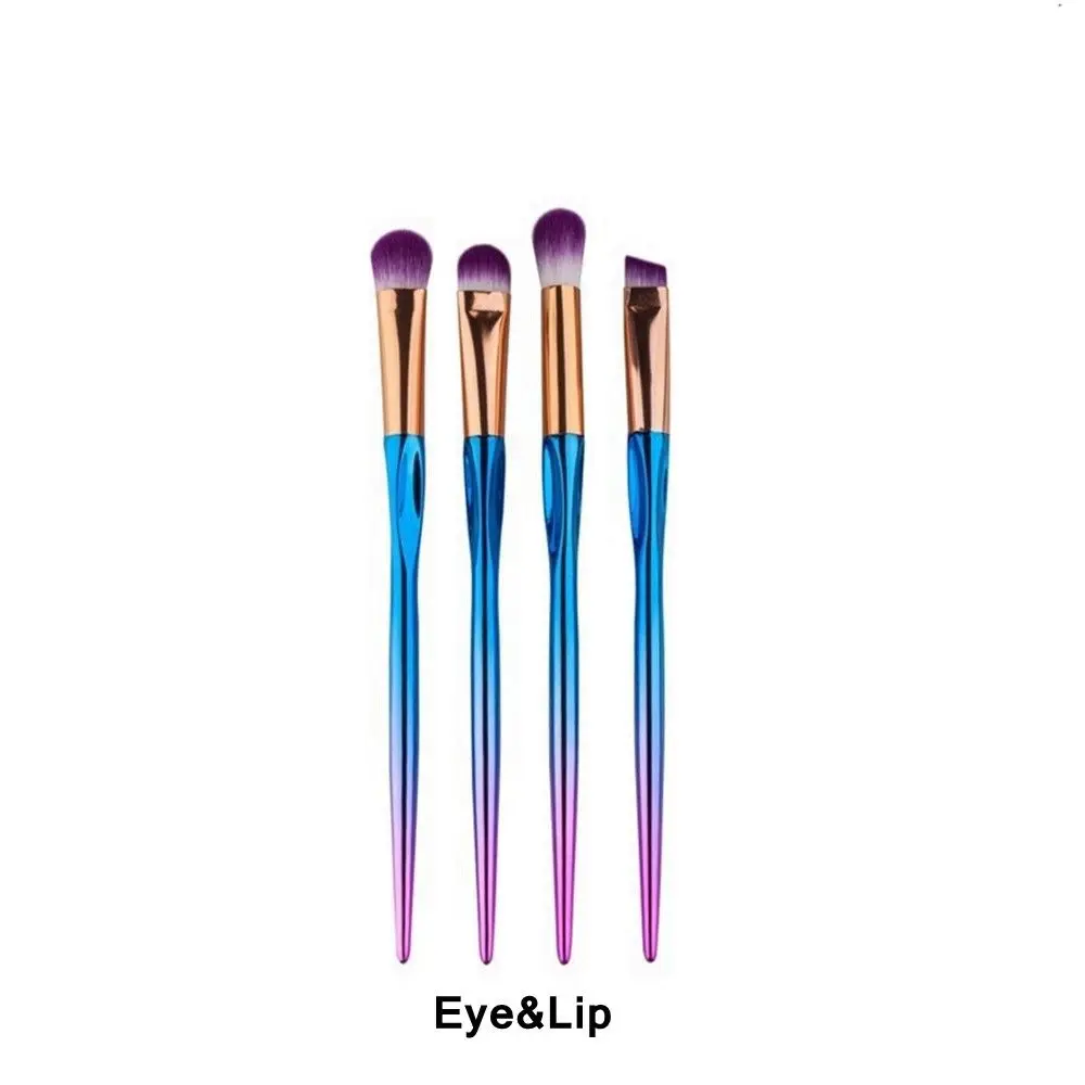 4pcs-3 4/8 шт. набор металлических кистей для макияжа, косметические тональный крем для лица Мощность тени для век Карандаш для глаз набор кистей для макияжа Набор для макияжа бровей, ватным тампоном Dfdf - Handle Color: 4pcs-3