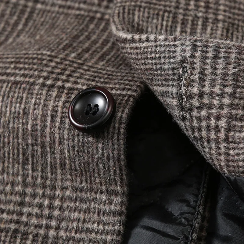 

New Winter Wool Men Thick Coats Slim Fit Male Fashion Wool Blend Outwear Jackets Smart Casual Trench