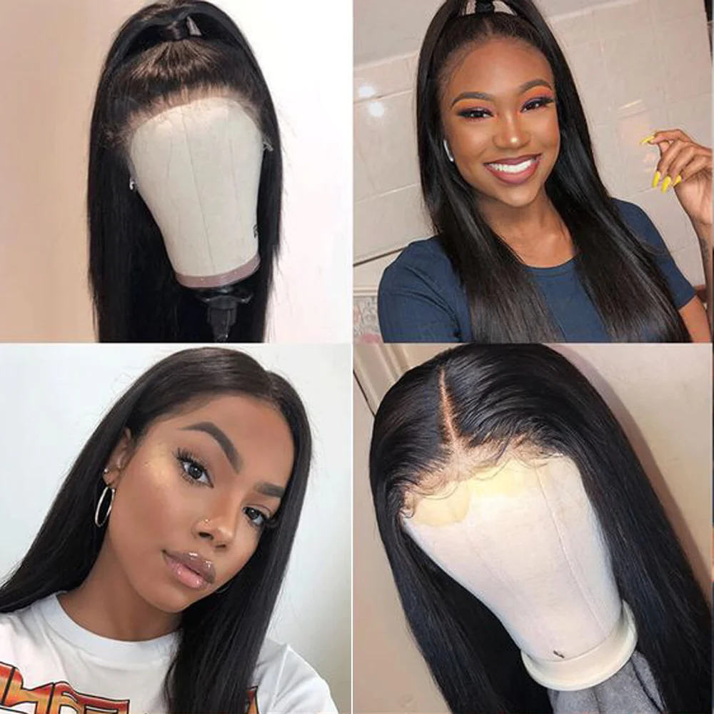 

HALOQUEEN Remy Hair Straight Lace Front Wig For Women Malaysian 130% 150% Density 13X4 Lace Frontal Wig Straight Human Hair Wigs