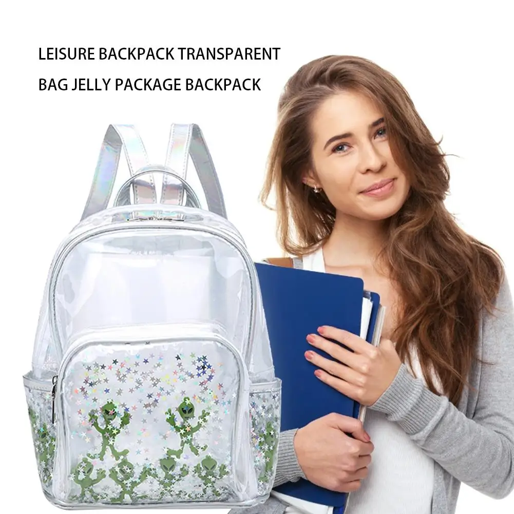 Прозрачный студенческий рюкзак свежий изолированный инопланетянин прозрачный