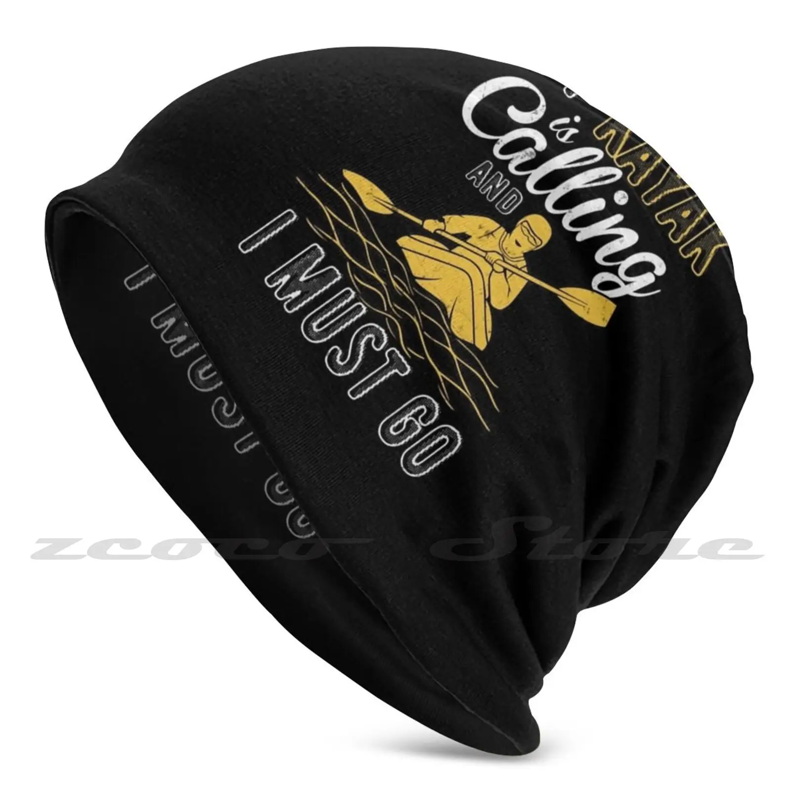 

My Kayak Is Calling Kayaking Canoeing Funny Diy Pullover Cap Knit Hat Plus Size Keep Warm Elastic Soft My Kayak Calling