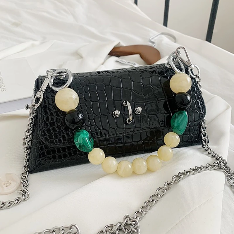 

Luxury Design 2021 New Chain Crossbody Bags Snakeskin Pattern Women Shoulder Bag Purses and Fashion Handbags Women Bags Beading