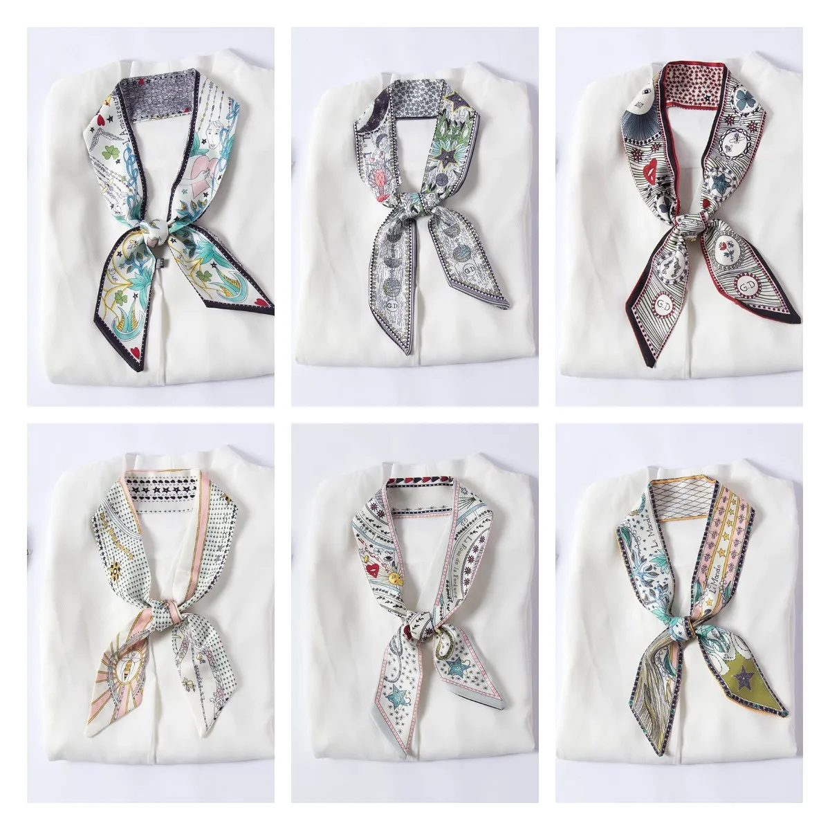 

2021 Thin Long Terms Bag Handle Ribbon Keychain Ladies Double Face Printed Decorative Key Strap Hair Tape Wrist Scarf Key Rings