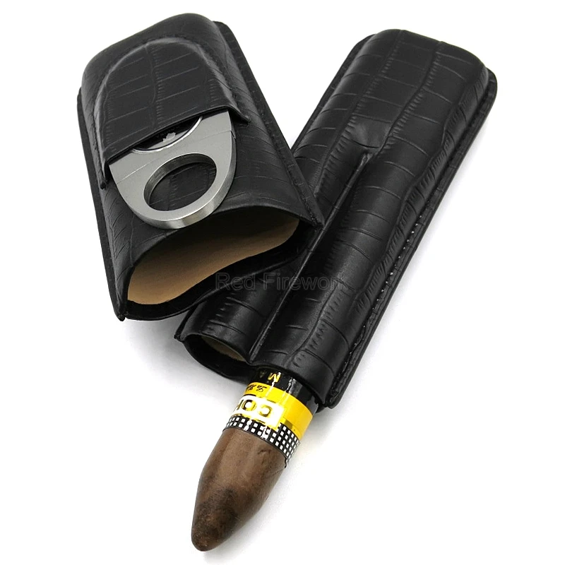 COHIBA черный чехол из натуральной кожи для сигар нержавеющей стали резак бизнеса