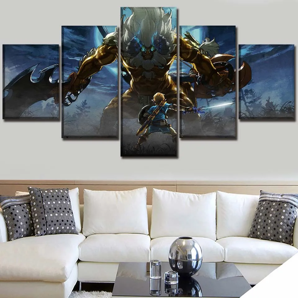 

No Framed Canvas Zelda Breath of The Wild Gamer 5Pcs Wall Posters Pictures Paintings Home Decor Accessories Bedroom Decoration