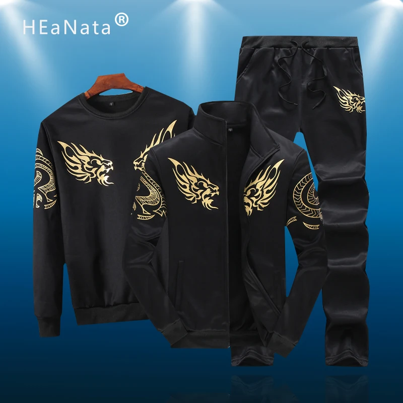 Спортивный костюм мужской из 3 предметов повседневный для бега брендовая куртка