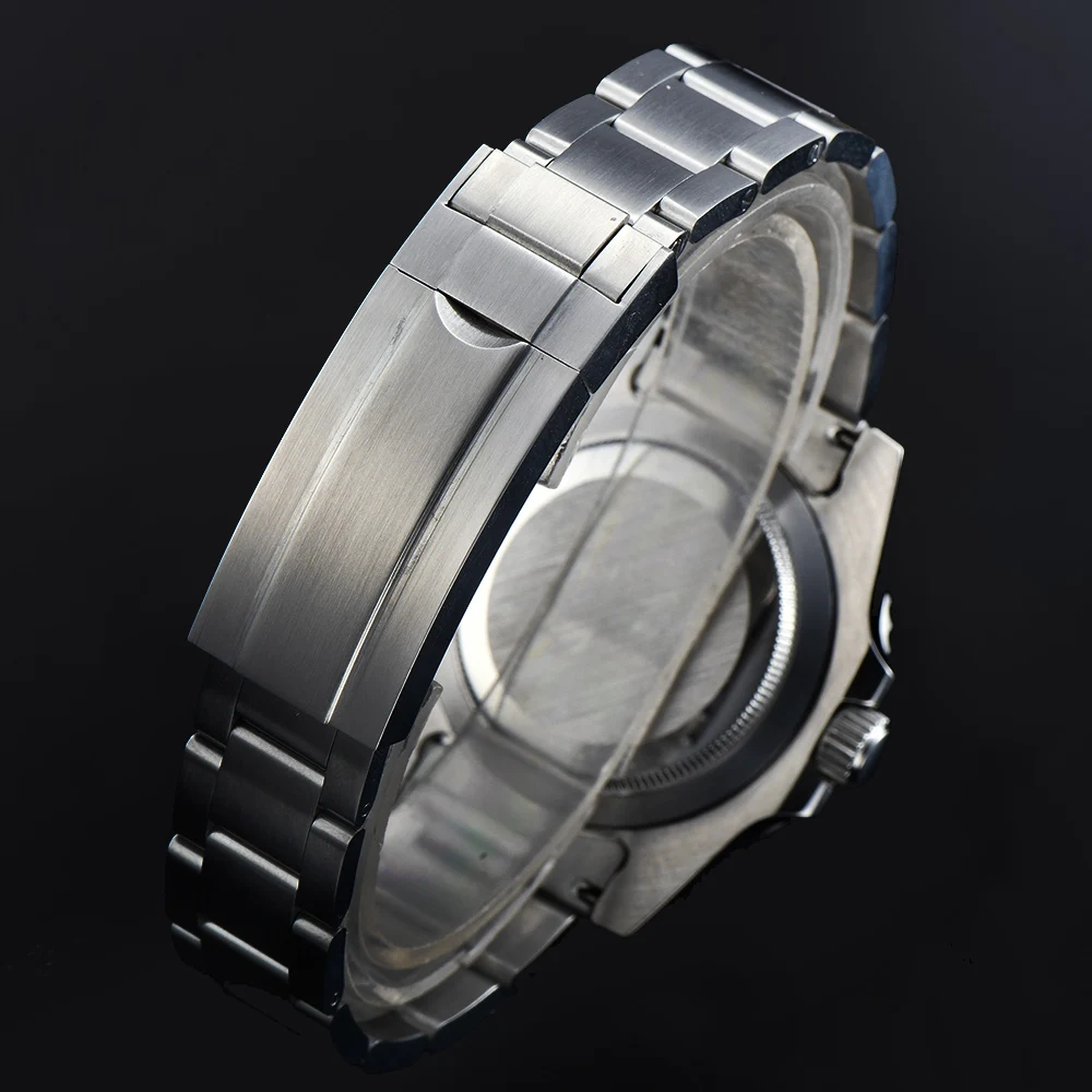 Мужские часы с автоматическим чёрным и красным циферблатом из нержавеющей