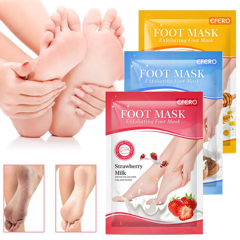 

3Packs Coconut/Honey/Strawberry Whitening Feet Mask Dead Skin Remove Peeling Exfoliating Foot Mask Socks for Pedicure Foot Care