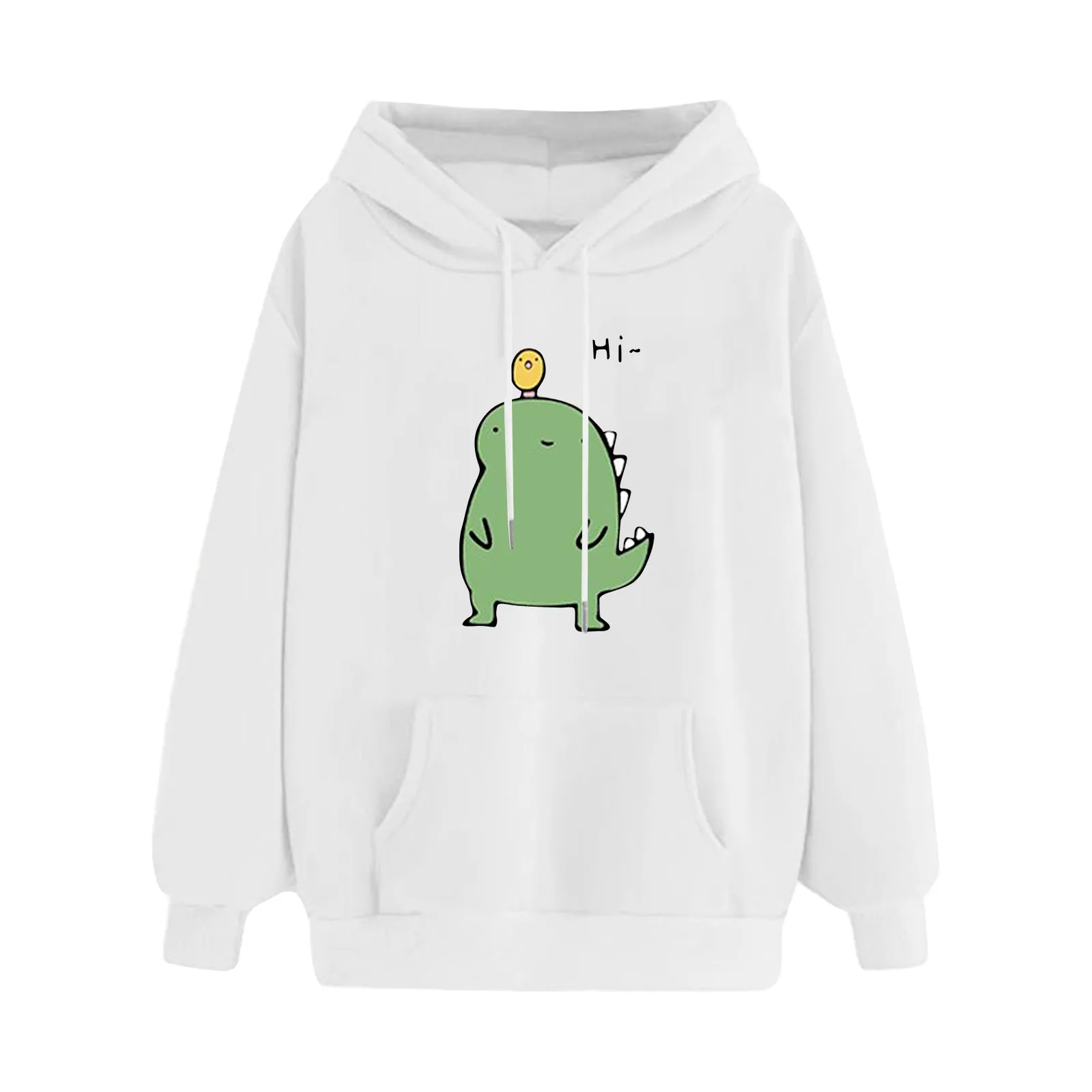 Hoodies Women Fashion Splice Dinosaur Print Sweatshirt Tops Casual Long Sleeve kawaii Clothes ropa mujer толстовка женская топ
