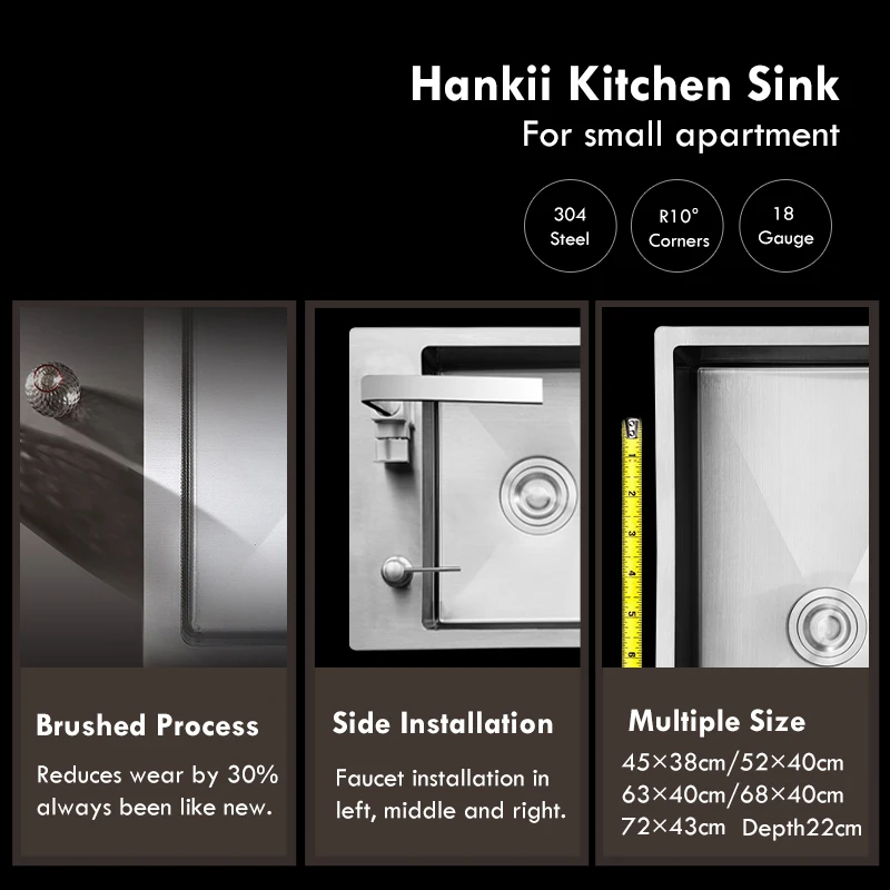 20 Калибр 304 дюйма зеркальная установка одиночная раковина ручной работы матовая