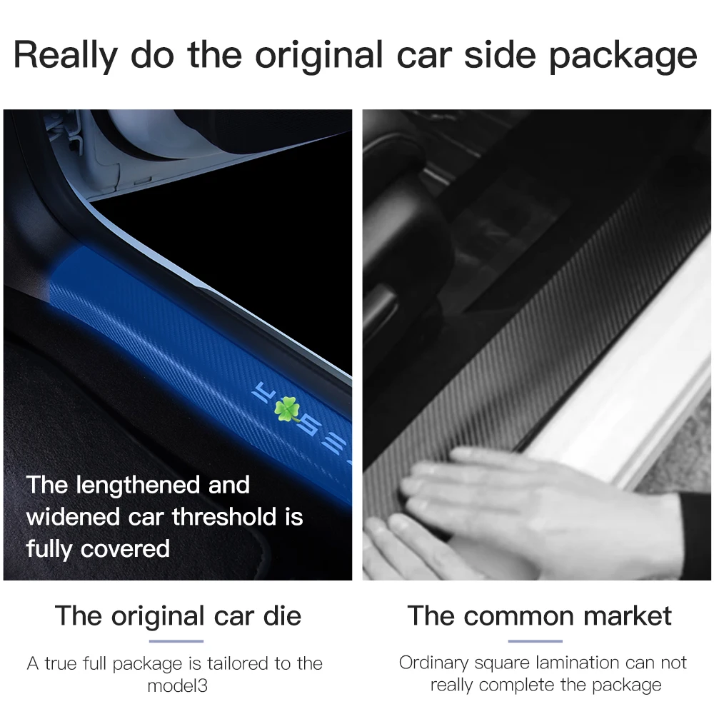 YZ 4 шт. углеродное волокно для Tesla Model 3 Накладка на порог автомобиля защитная