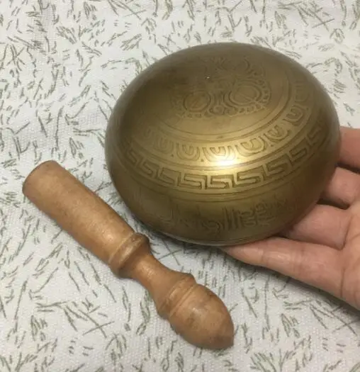 Новый тибетский буддийский Писание диаметром 12 см Поющая чаша с рисунком +