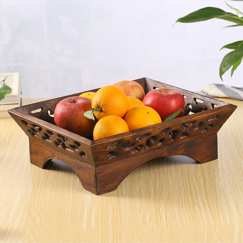 

WHYOU Creative Delicate Furnishing Article Retro Storage Tray Thai DIY Wooden Fruit Tray Home Decoration Free Shipping