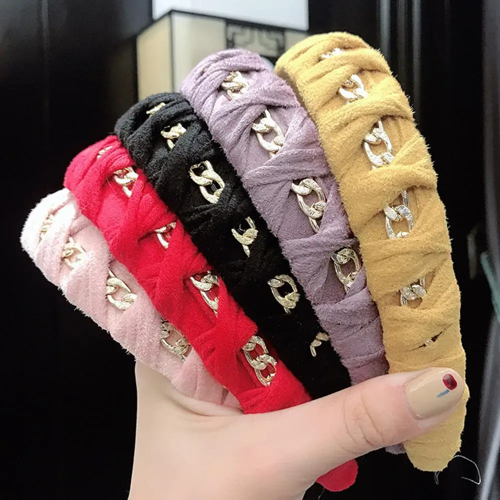 

Осенне-зимняя новая стильная повязка на голову в стиле ретро аксессуары для волос металлическая цепочка для волос простой индивидуальный с...