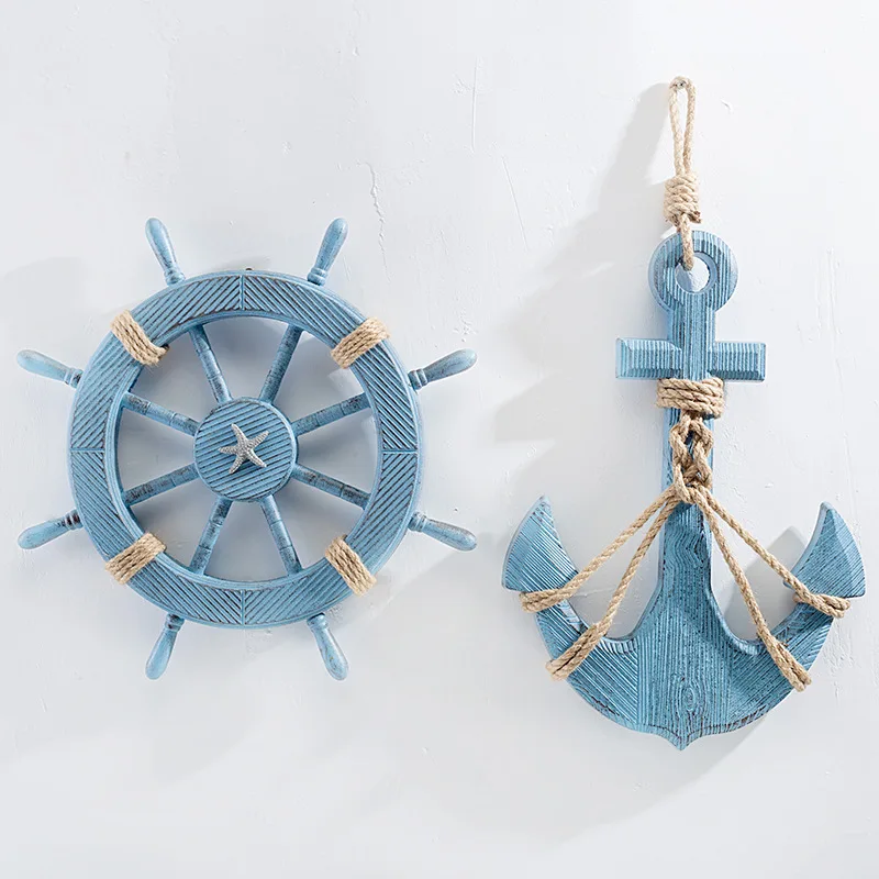 

45cm Wood Anchor Hanging Decoration Mediterranean Ornament Nautical Theme Party Decor Supplies Kids Household Wall Hanging