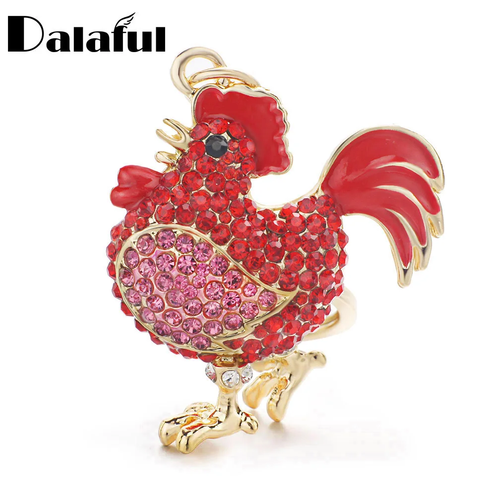 Dalaful роскошный петух курица брелоки Хрустальный брелок кольцо для ключей