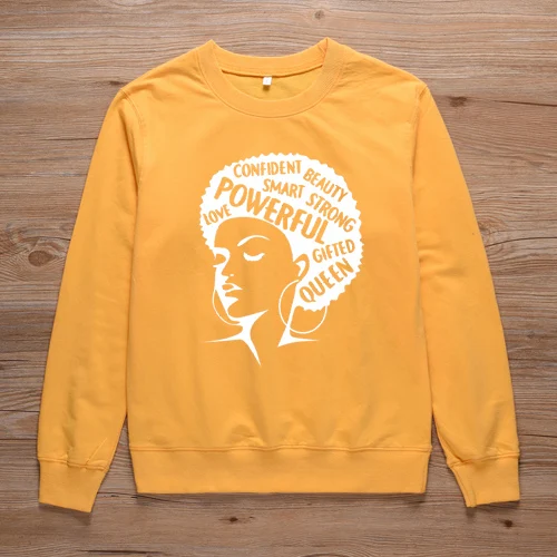 ONSEME афро леди Графический свитер женский наряд христианский Crewneck Толстовка Унисекс уличные пуловеры Толстовка спортивный костюм - Цвет: Yellow-White