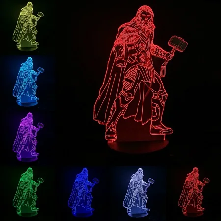 J VCity чудный фильм фигурка 3D лампа Raytheon Thor Защитная Dr singular креативный ночник домашний стол рядом Декор подарки для детей - Испускаемый цвет: J