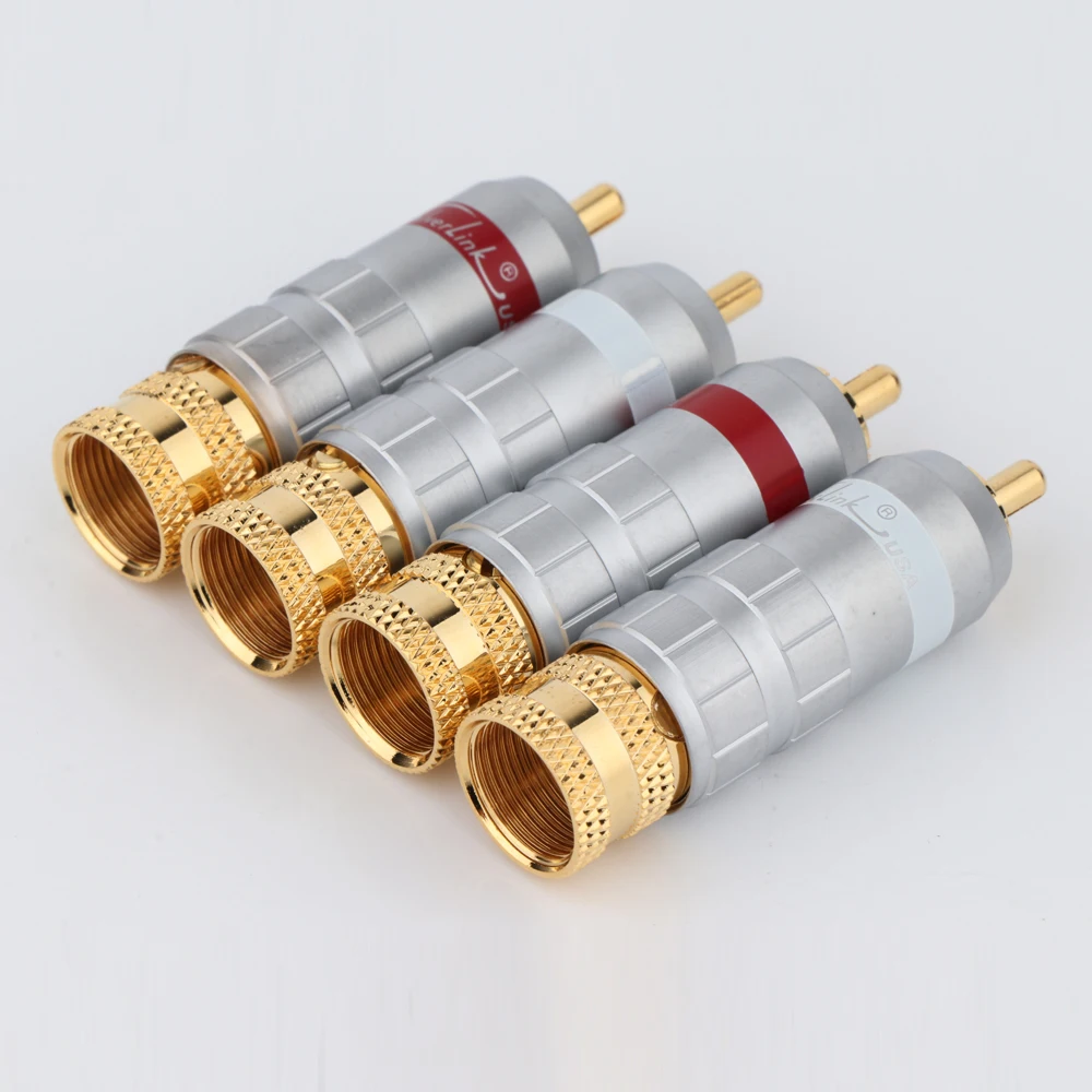 

R1707 Hot Selling High Quality Silverlink R1707G HIFI Audio Video Cable Adapter Solders Gold Plated RCA Plug RCA Connector