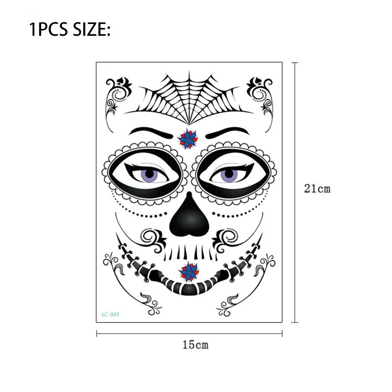 3 шт./упак. водостойкая наклейка для макияжа лица специальная татуировка Череп