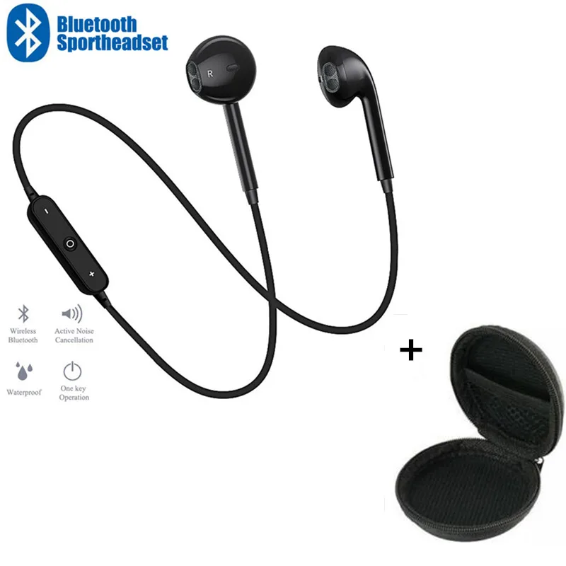black with bag Спортивные шейные беспроводные наушники, музыкальные наушники, гарнитура, Bluetooth наушники с микрофоном для всех телефонов, для samsung huawei - Цвет: black with bag
