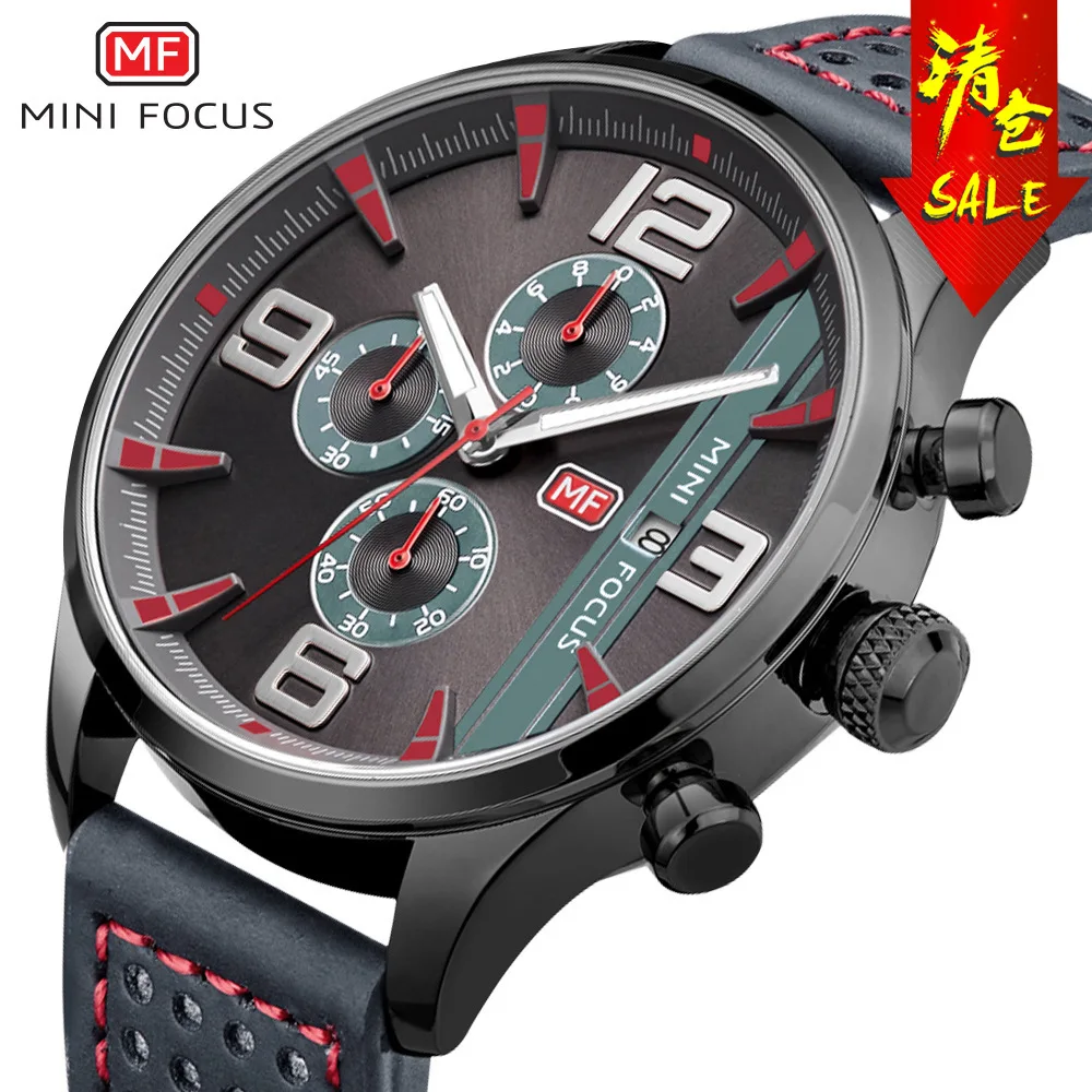 

2021 watch student business casual simple multi-function business men's watch calendar luminous waterproof leather strap watch