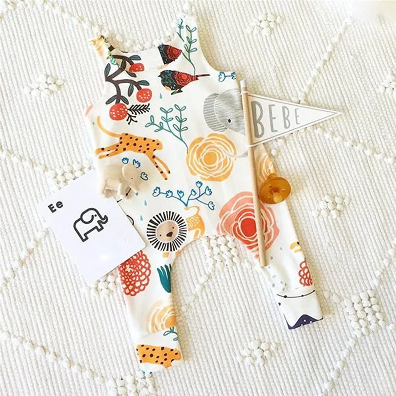 Baby Girl Boy Clothes Sleeve Flower Animal Print Romper Costume Summer Jumpsuit Newborn Infant Rompers Dropship | Мать и ребенок