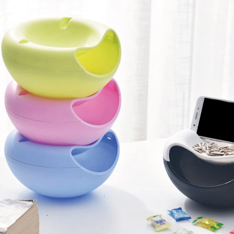 Миска для фруктов и пластиковая двухслойная коробка хранения еды перекуса