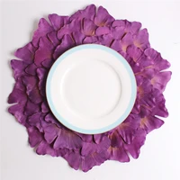 seaan pvc round coaster pink ginkgo leaves stitching flower style dining table mat home use placemats for kitchen table