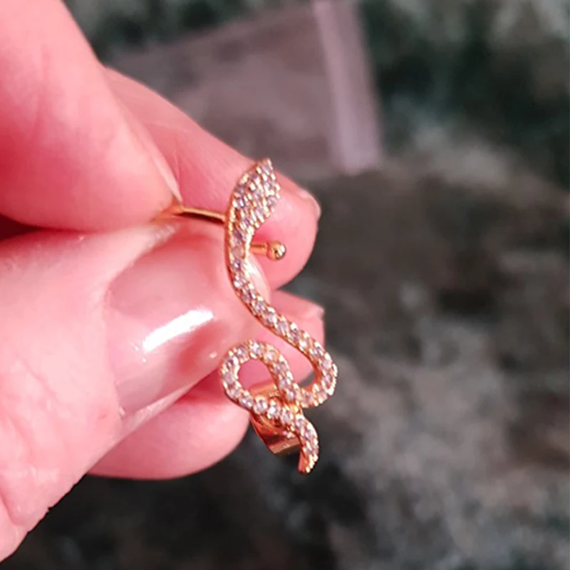 Серьги змеи женские с кристаллами изящные украшения в виде животных рептилий