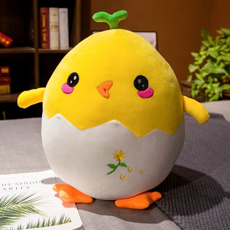 

50/70CM Cute Eggshell Shape Chicken Duck Plush Toy Soft Stuffed Cartoon Anilmal Doll Round Pillow Creative Gifts For Kids Girls