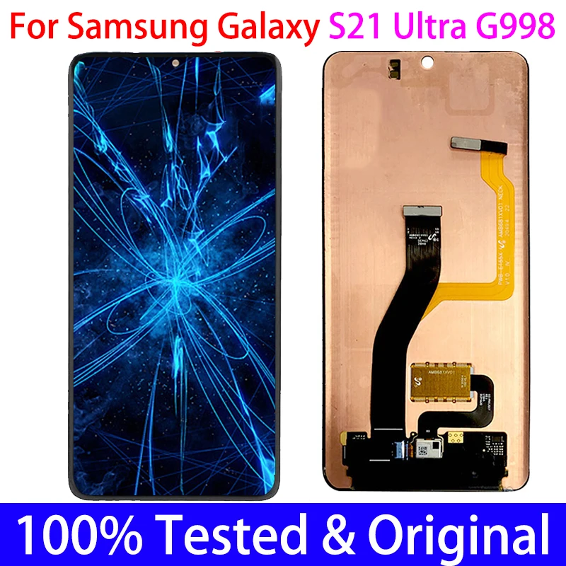 

Super AMOLED LCD Assembly With Frame For Samsung Galaxy S21 ULTRA G998 G998F LCD Display Touch Screen S21ULTRA SM-G998B SM-G9980