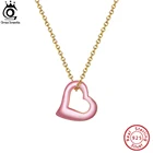 Ожерелье ORSA JEWELS из натуральной розовой ракушки, простое ожерелье в форме сердца, цепочка с подвеской из стерлингового серебра для женщин, ювелирные изделия GMN15