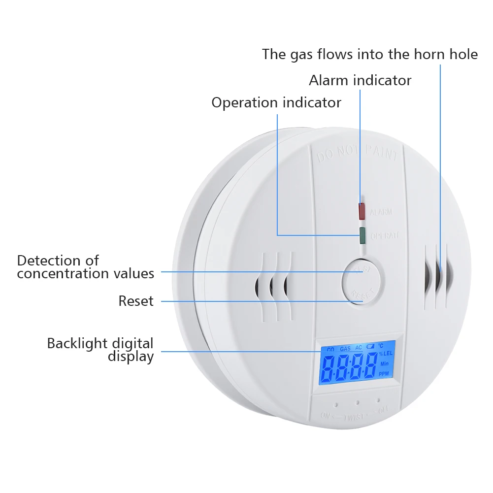 Бытовой цифровой детектор угарного газа с ЖК-дисплеем | Безопасность и защита